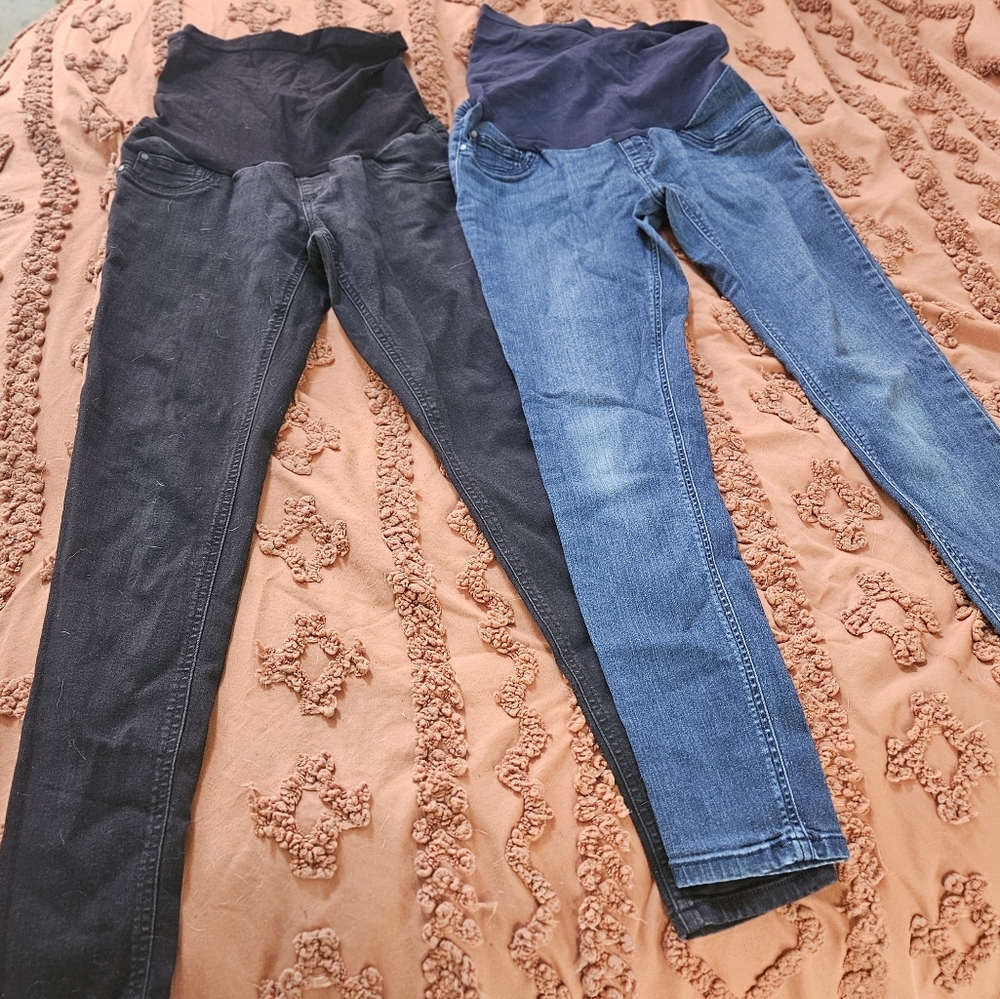 Women's Blue and Black Jeans